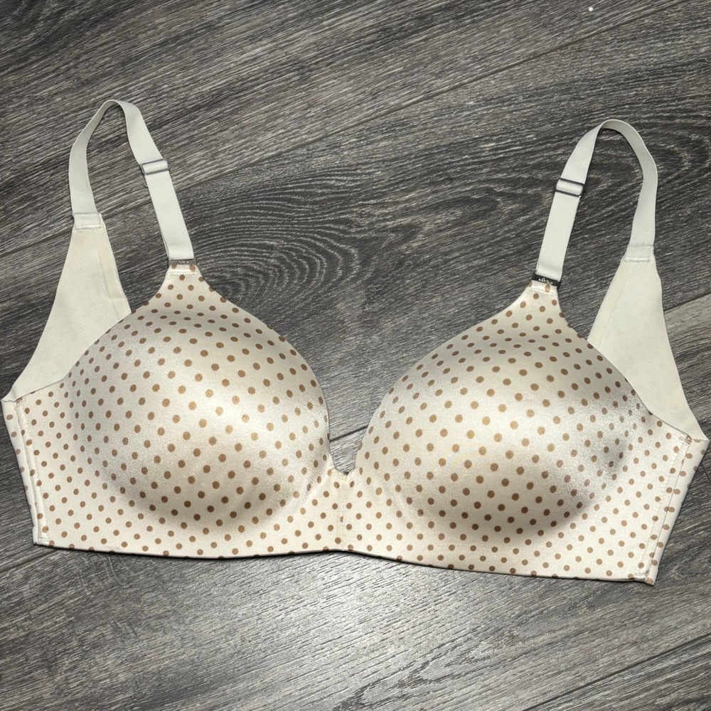 Soma Vanishing Back Wirefree Bra Polka Dot‎ 34D Beige Gold 405